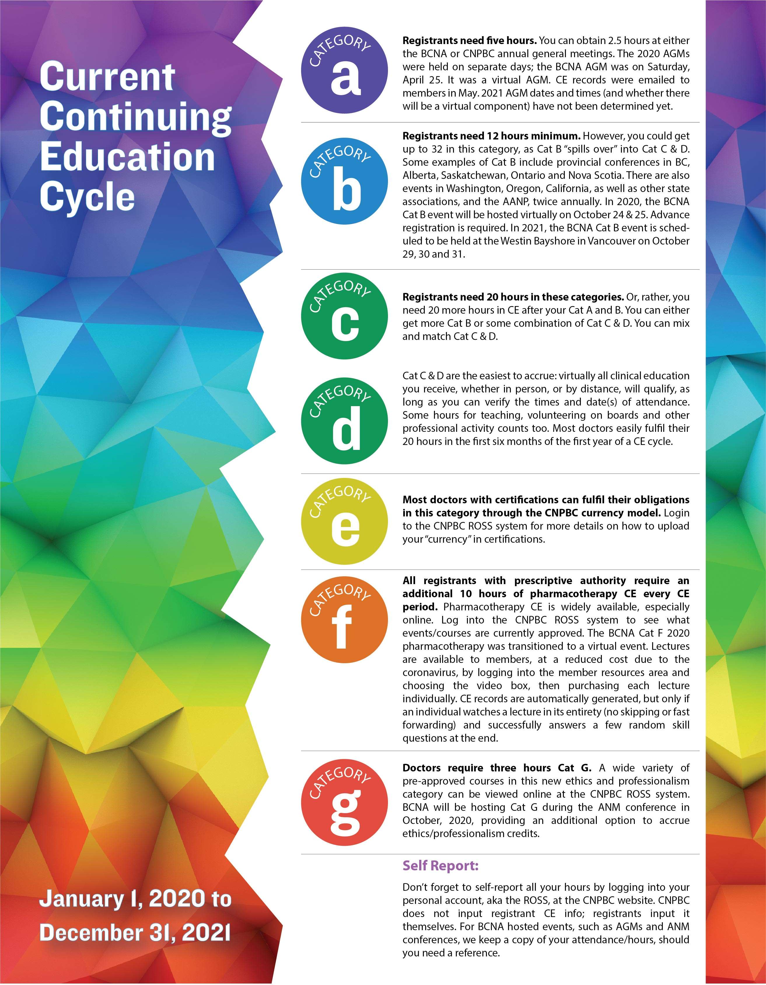 Continuing Education Catagory Breakdown